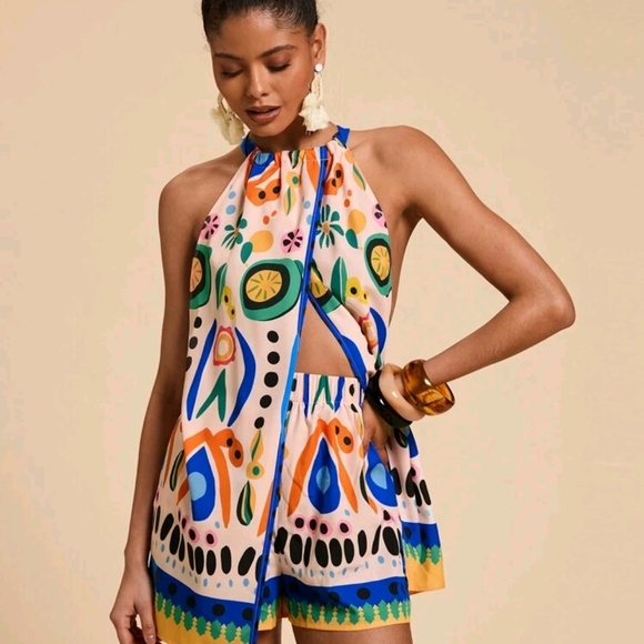 Colorful Halter Neck Romper - Picture 1 of 4